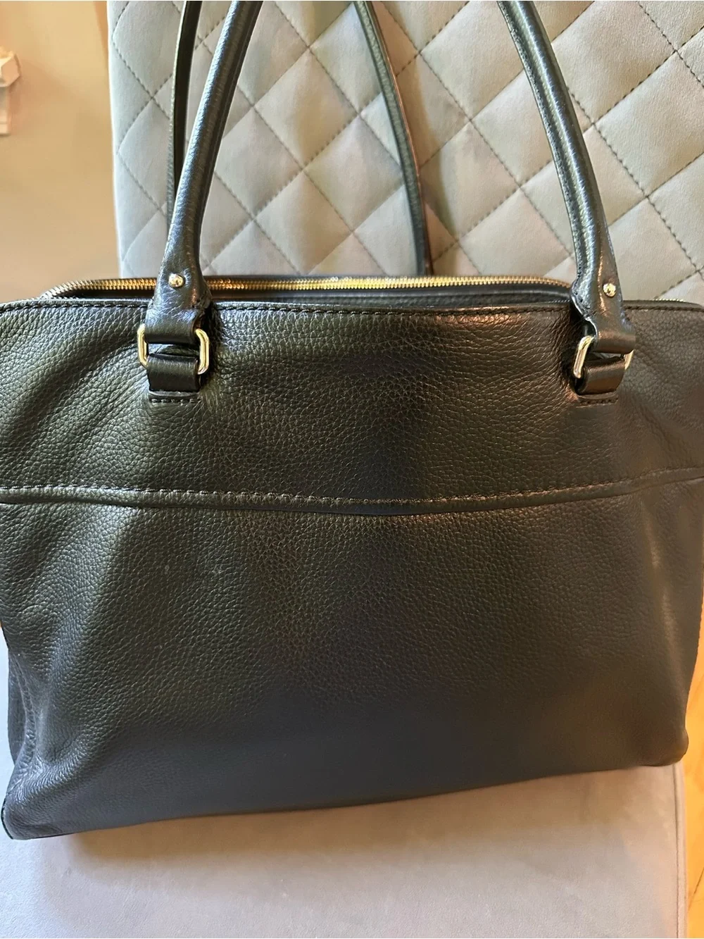 Kate Spade Black Pebbled Leather Tote with Gold Hardware Perfect for Laptop